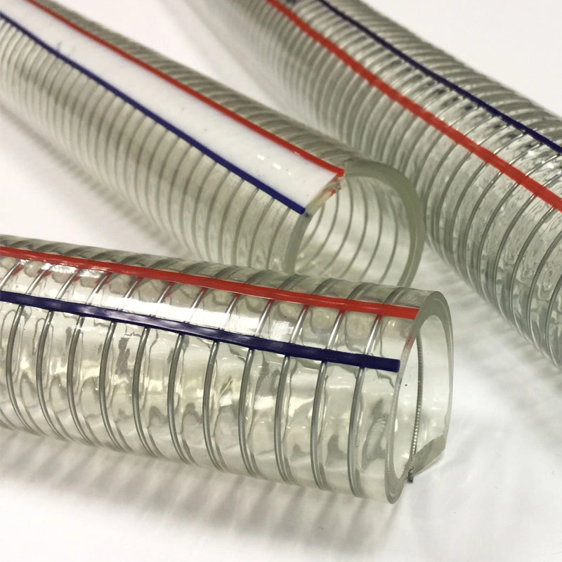 Flexible Clear PVC Spring Spiral Steel Wire Reinforced Water Fuel Suction Discharge Conduit Pipe Hose