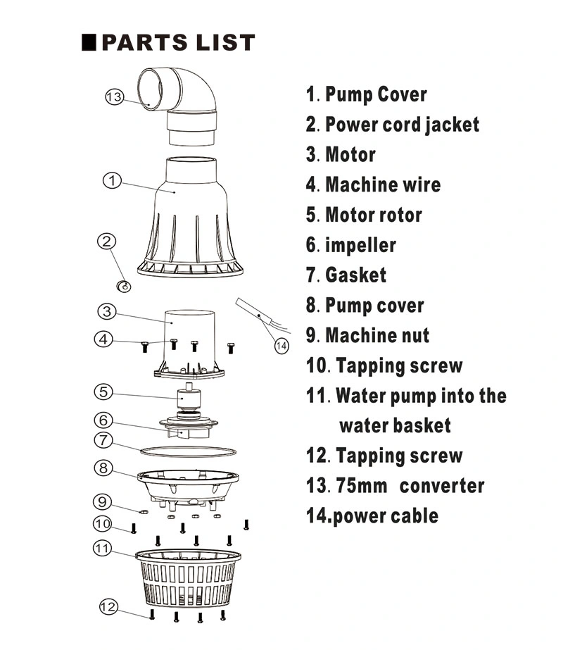 40W 16000L/H Gardening Water Pump Connecting 75mm Hose