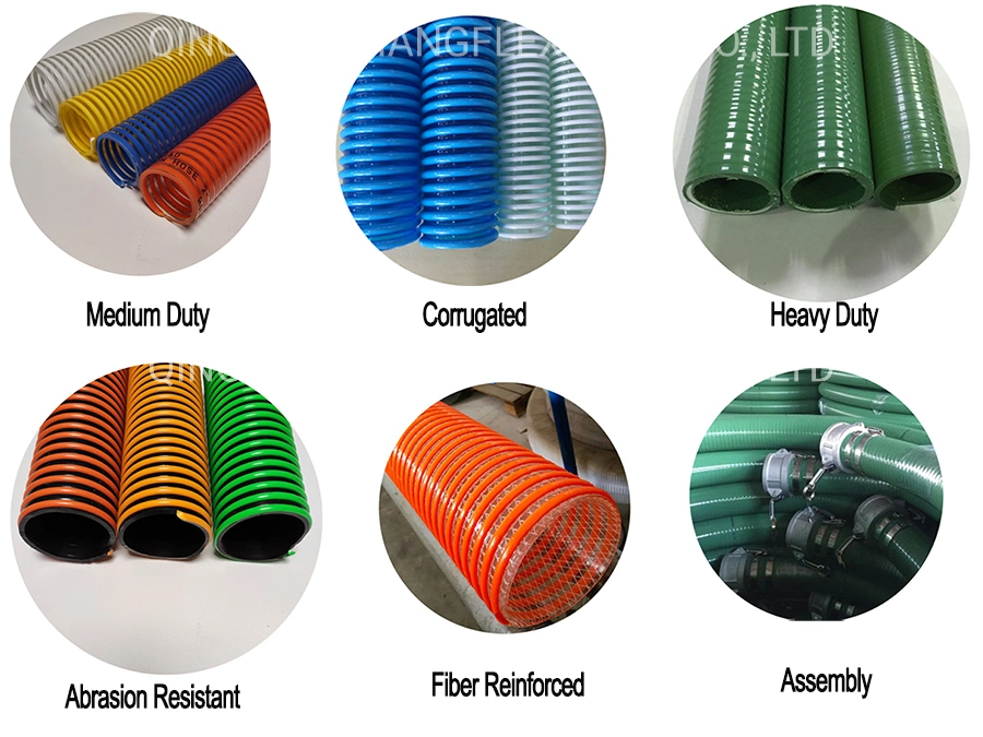 Shangflex Corrugated Wave Surface Reinforced Flexible Soft PVC Suction Vacuum Pipe Hose