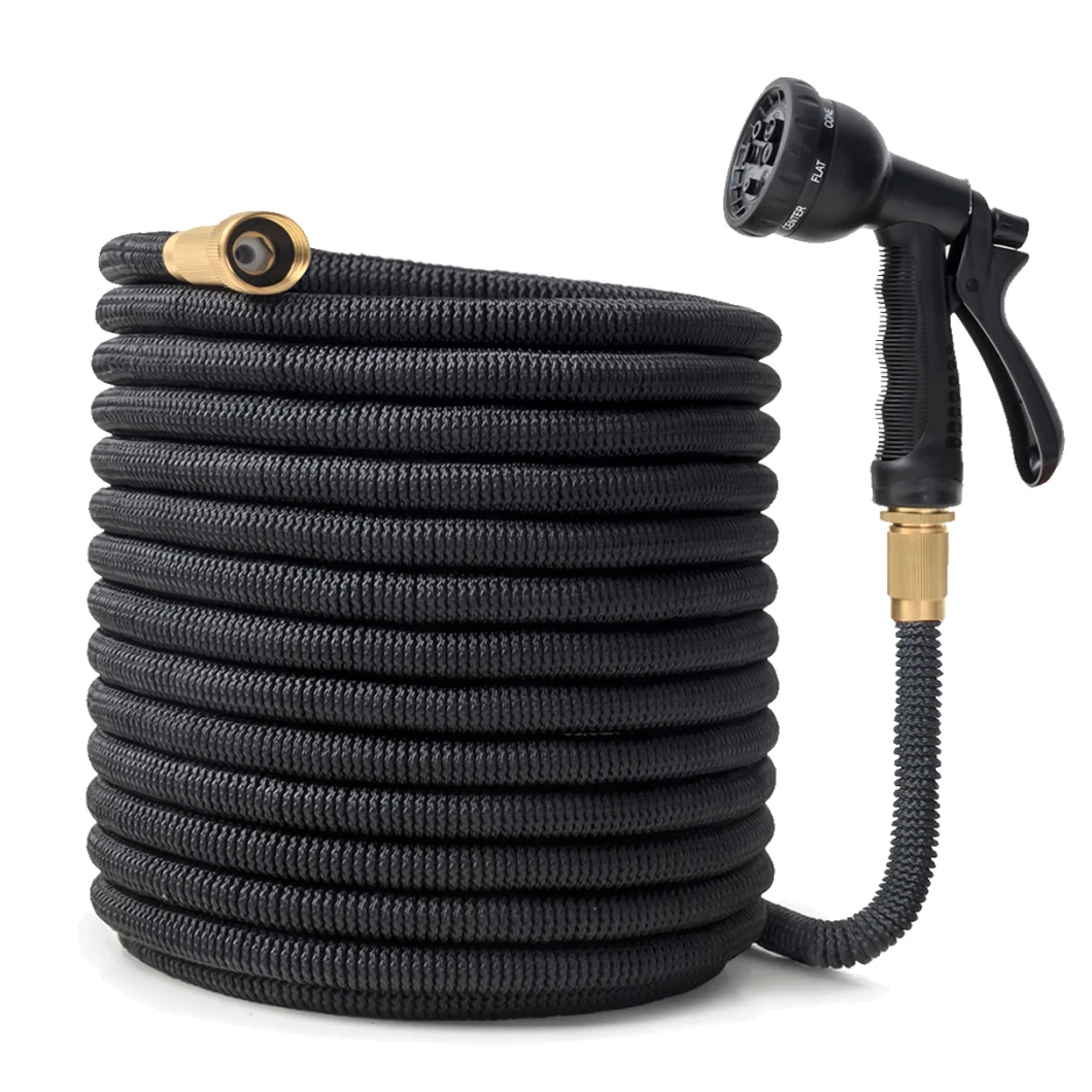 100FT Garden Hose Double Layer Latex Core Expandable Water Hose Garden Nozzle Hose