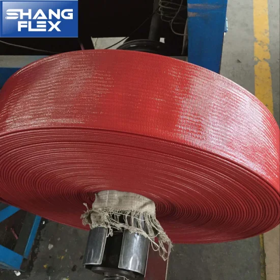 농업용 관개 및 배수를 위한 빨간색의 유연한 밝은 2인치 PVC 레이플랫 호스